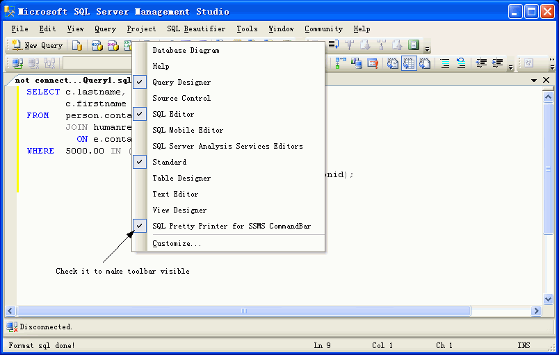 SQL Pretty Printer Add-In for SSMS