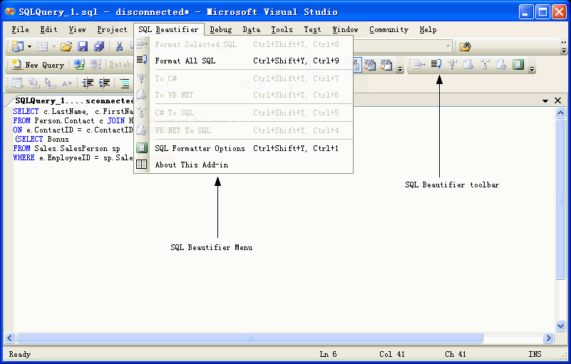 SQL Pretty Printer Add-In for Visual Studio